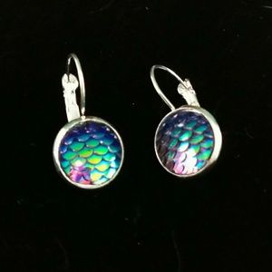 August mermaid scale leverback earrings